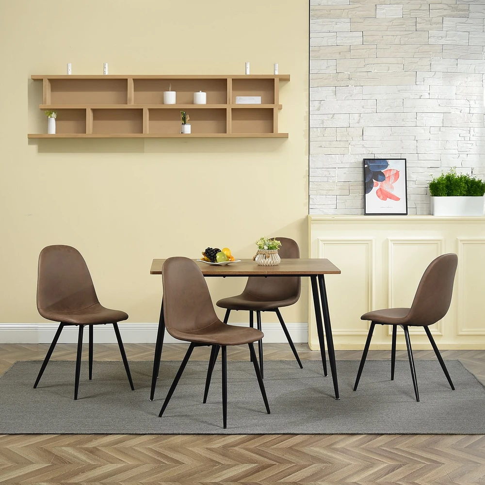 Ensemble de 4 chaises de salle à manger modernes marron