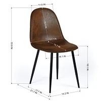 Round Dining Set with Suede Chairs, Set of 5