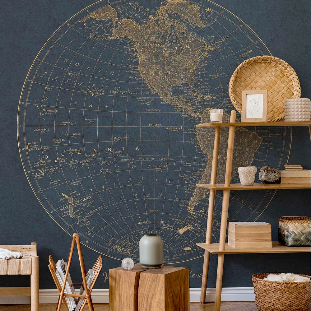 Gold Western Hemisphere Wallpaper Mural