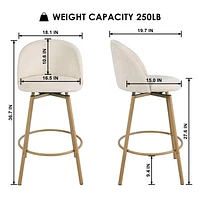 Maison Classique Set of 2 Modern Beige 27.6" Swivel Barstools