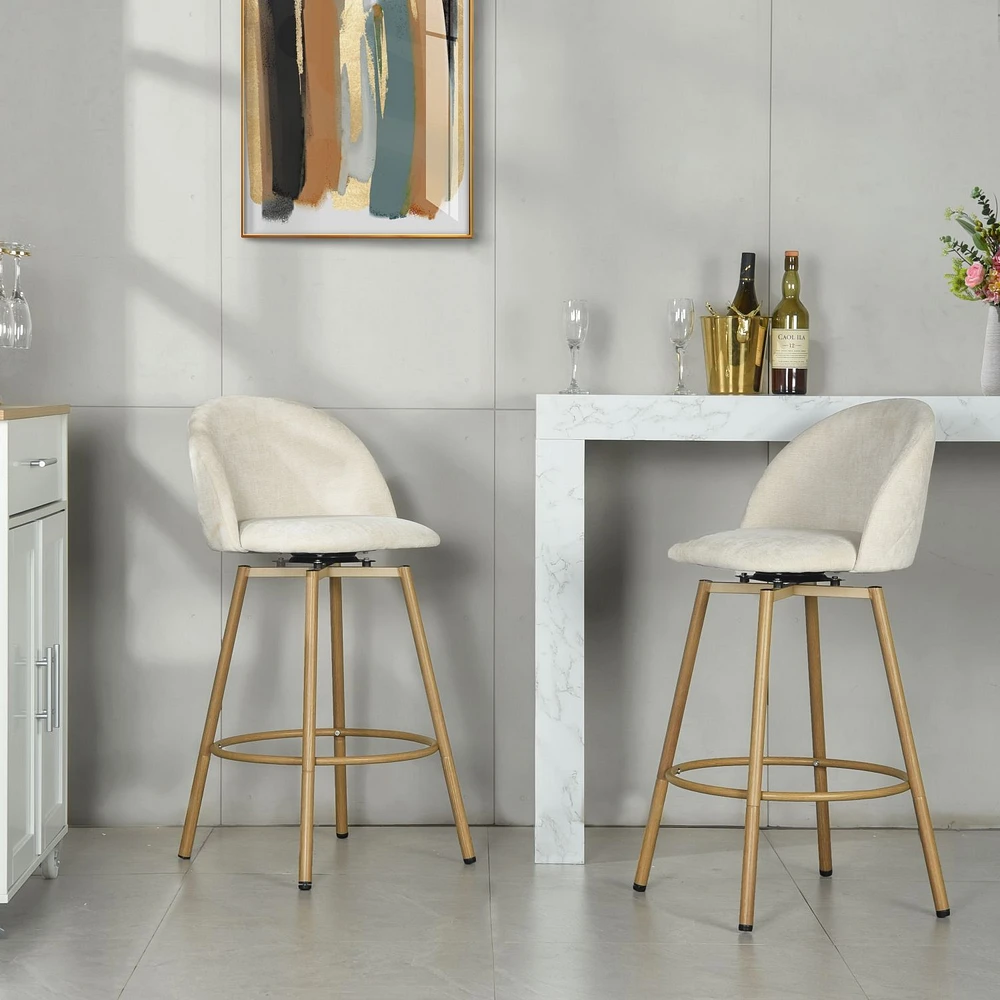 Maison Classique Set of 2 Modern Beige 27.6" Swivel Barstools