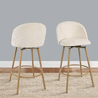 Maison Classique Set of 2 Modern Beige 27.6" Swivel Barstools