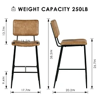 Maison Classique Set of 2 Cognac 26.7" Barstools