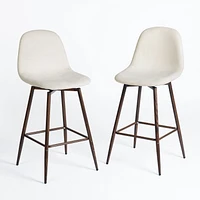 Set of 2 Beige Fabric Swivel Counter Barstools by Maison Classique