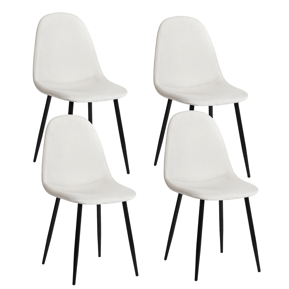 Set of 4 Beige/Ivory Upholstered Side Chairs by Maison Classique