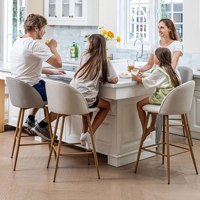 Modern Fabric Counter Barstools, Set of 4 - Grey