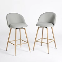 Ensemble de 2 tabourets de bar pivotants en tissu  - Gris
