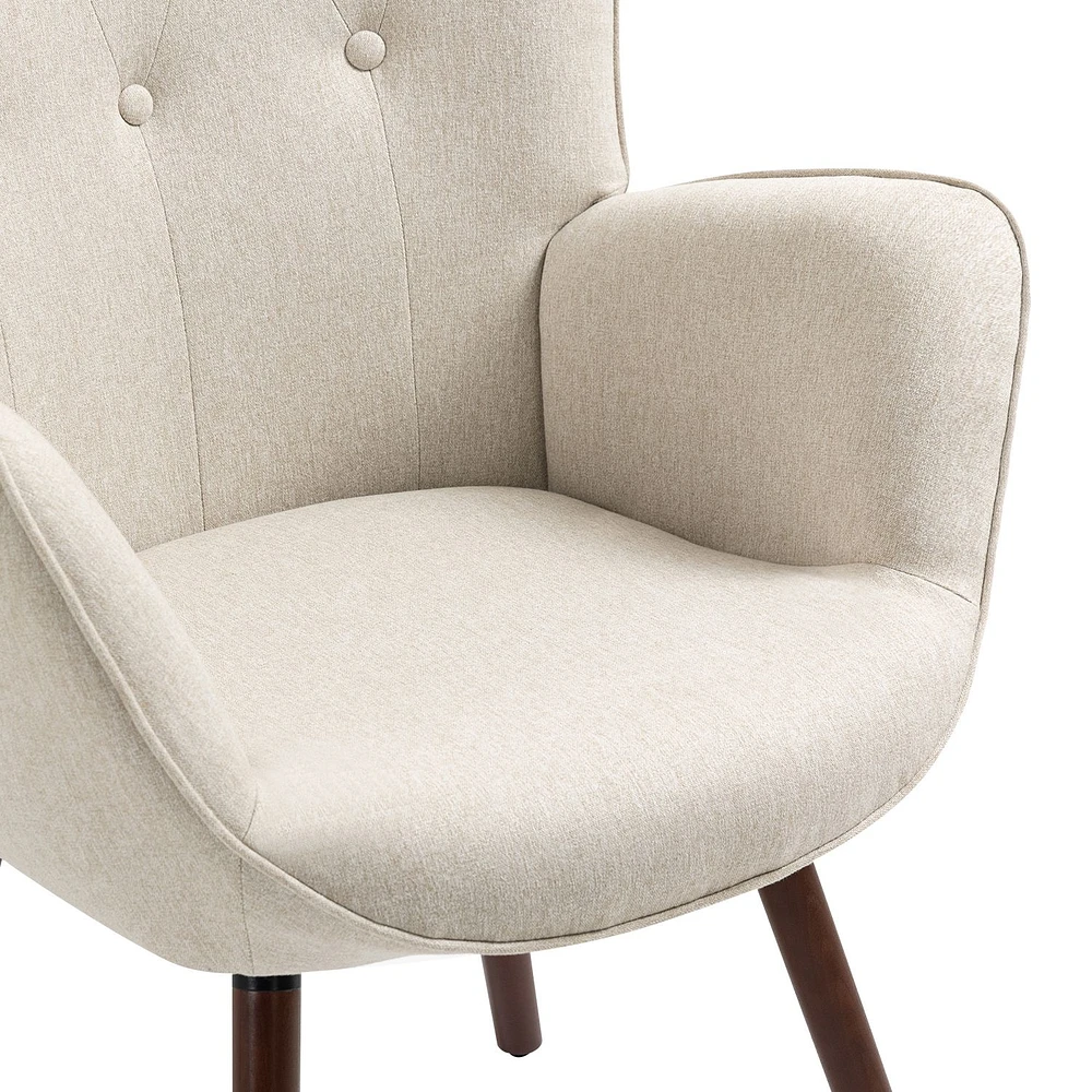 Tufted Beige Fabric Accent Chair by Maison Classique