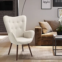 Tufted Beige Fabric Accent Chair by Maison Classique