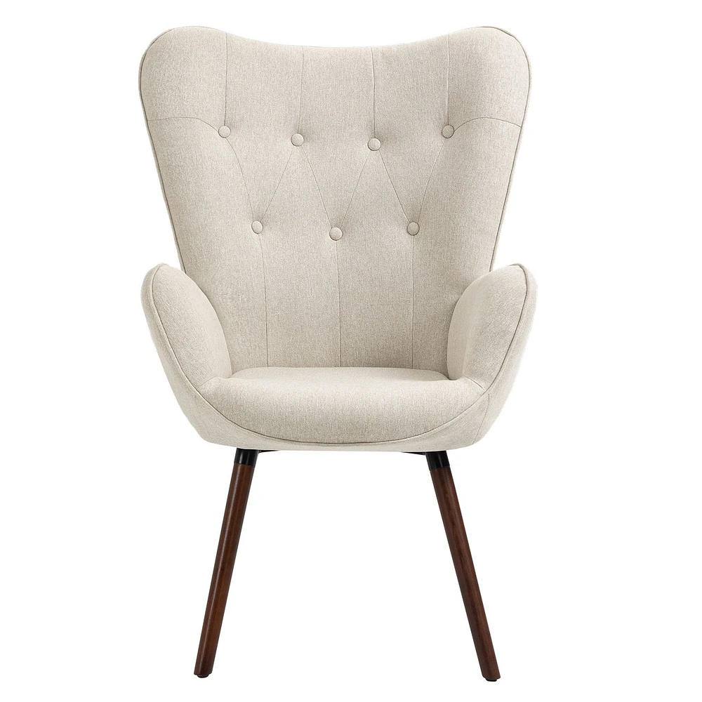 Tufted Beige Fabric Accent Chair by Maison Classique