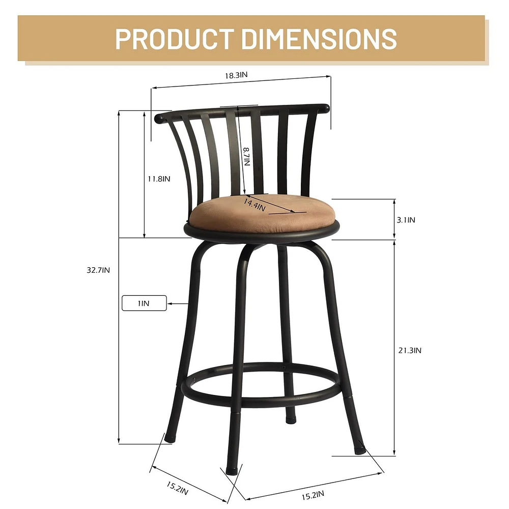 Ensemble de 3 tabourets de comptoir pivotants 24 po par Maison Classique