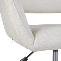 Chaise de bureau pivotante réglable avec accoudoirs en tissu chenille beige par Maison Classique