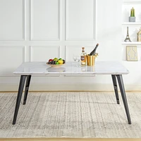 Ensemble de salle à manger en marbre avec chaises marron, ensemble de 5
