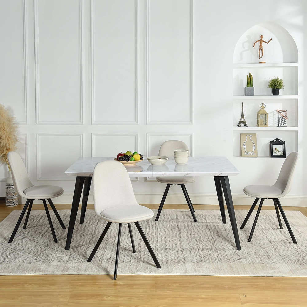 Modern 63" Marble White Dining Table by Maison Classique