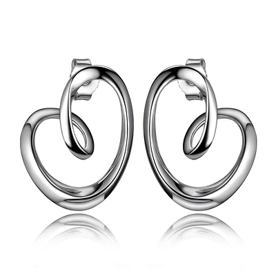 ELLE Sterling Silver Eternity Heart Stud Earrings