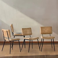 Ensemble de salle à manger rond avec chaises cognac, ensemble de 5