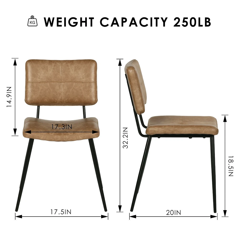 Round Dining Set with Cognac Chairs, Set of 3