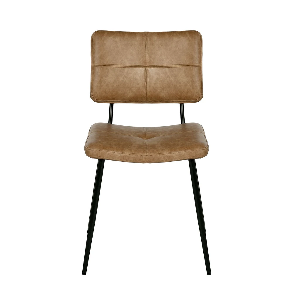 Ensemble de salle à manger rond avec chaises cognac, ensemble de 3 - Blanc