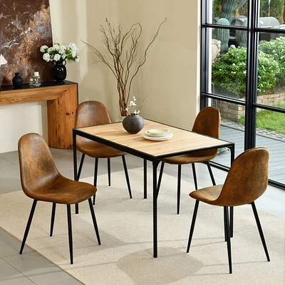 Maison Classique Minimalist 5-Piece Dining Set With Upholstered Dining Chairs