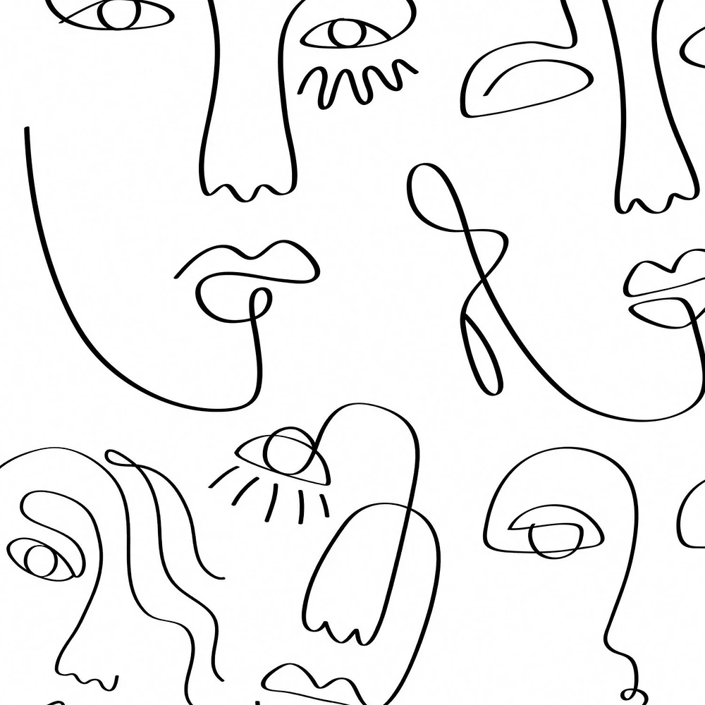 Minimal Abstract Faces Wallpaper Mural