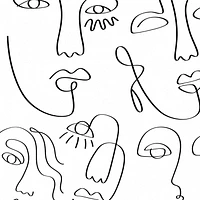 Minimal Abstract Faces Wallpaper Mural