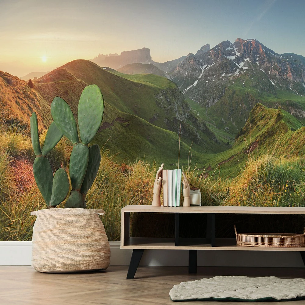 Mountain Sunrise Panorama Dolomites Passo Giau Wallpaper Mural