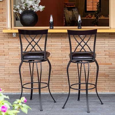 Ensemble de 2 tabourets de bar pivotants po en similicuir noir par Maison Classique