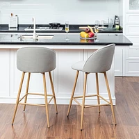 Ensemble de 2 tabourets de bar pivotants en tissu  - Gris