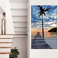 Wooden Pier and Palm Tree  Canvas Wall Art