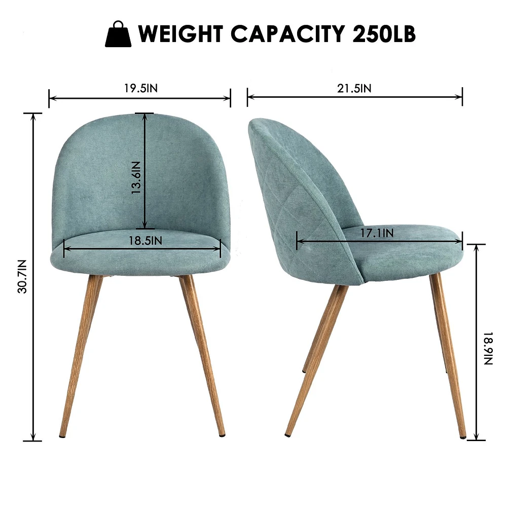 Maison Classique Set of Modern Aqua Upholstered Dining Chairs