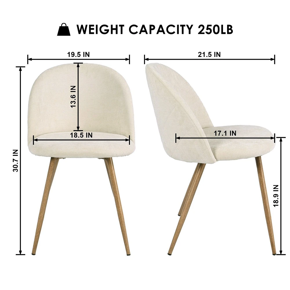 Maison Classique ensemble de 4 chaises de salle à manger modernes rembourrées beiges