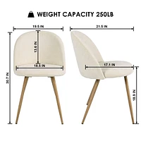 Maison Classique ensemble de 4 chaises de salle à manger modernes rembourrées beiges