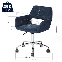 Dark Blue Fabric Office Chair Chrome Base by Maison Classique