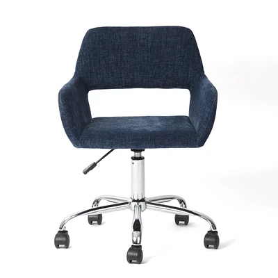 Dark Blue Fabric Office Chair Chrome Base by Maison Classique