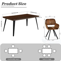 Dining Set with Brown Swivel Chairs, Set of 5 - Dark Brown