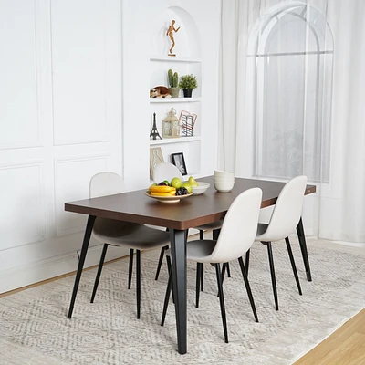 5-Piece Dining Set Including Brown Dining Table with Beige Dining Chairs by Maison Classique