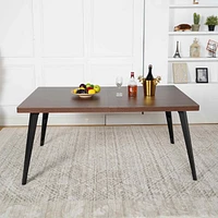 Dining Set with Brown Swivel Chairs, Set of 5 - Dark Brown
