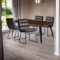 Dining Set with Grey Chairs, Set of 5
