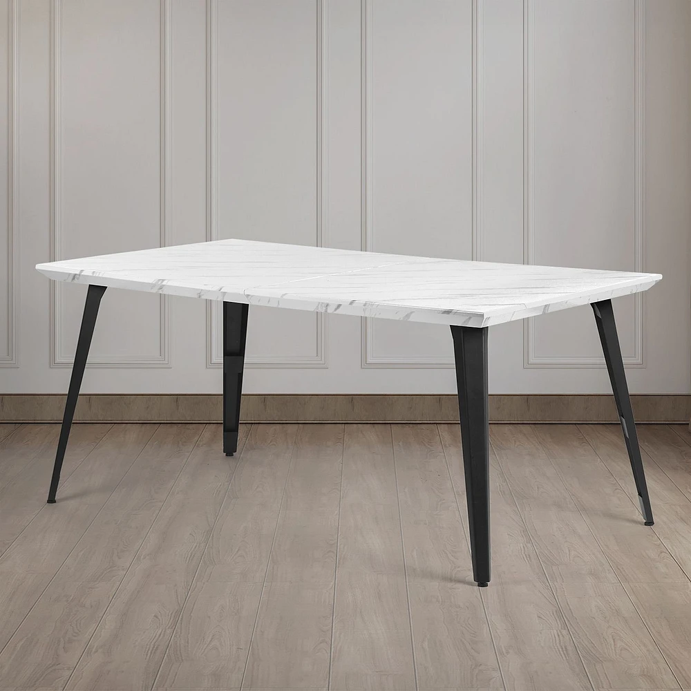 Modern 63" Marble White Dining Table by Maison Classique