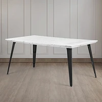 Modern 63" Marble White Dining Table by Maison Classique