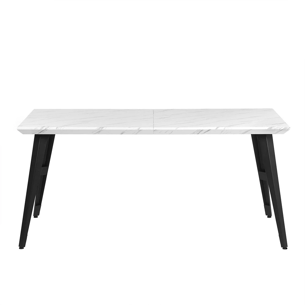 Ensemble de salle à manger en marbre avec chaises grises, ensemble de 5