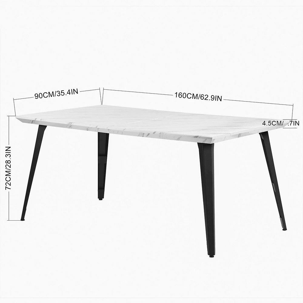 Modern 63" Marble White Dining Table by Maison Classique