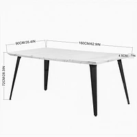 Modern 63" Marble White Dining Table by Maison Classique