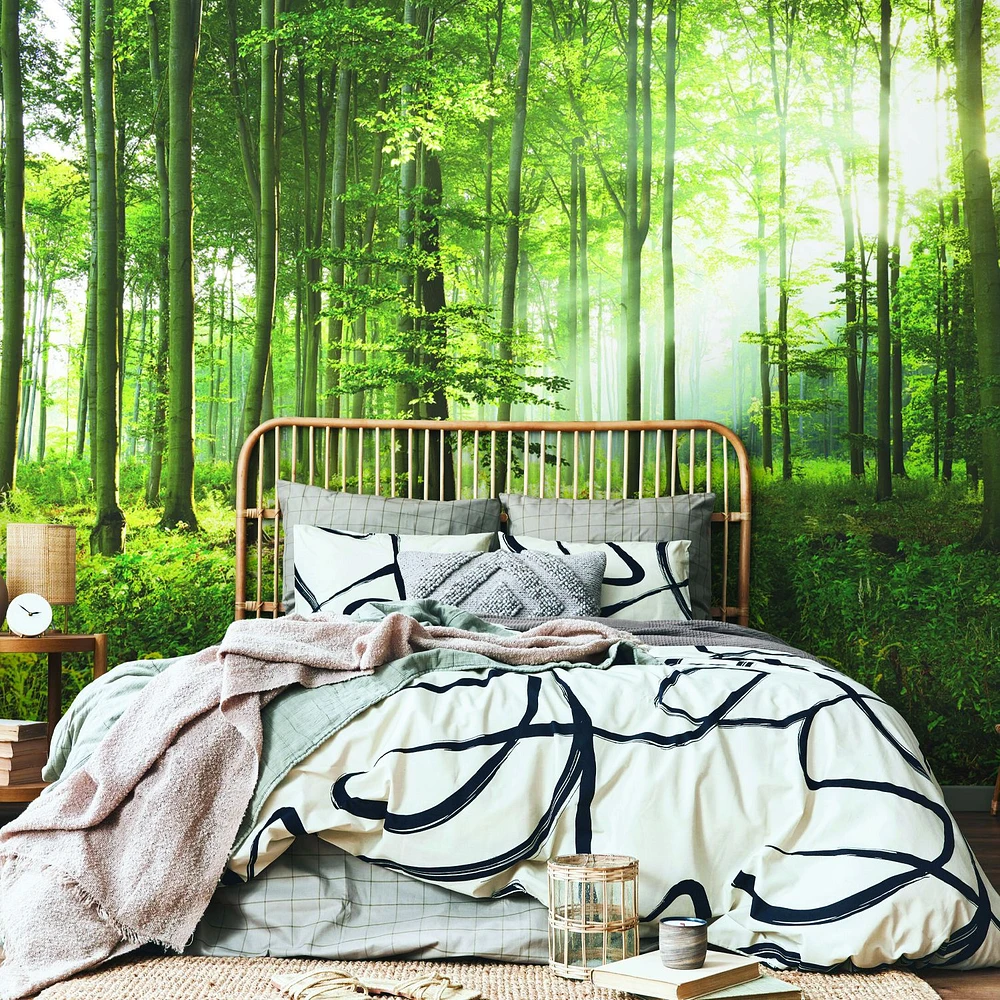 Sunny Morning Forest Wallpaper Mural