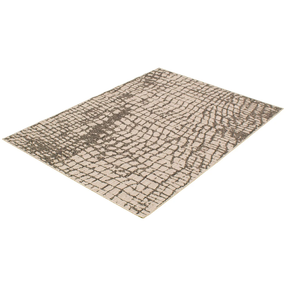 Tapis Rattan Safari Argent-noir