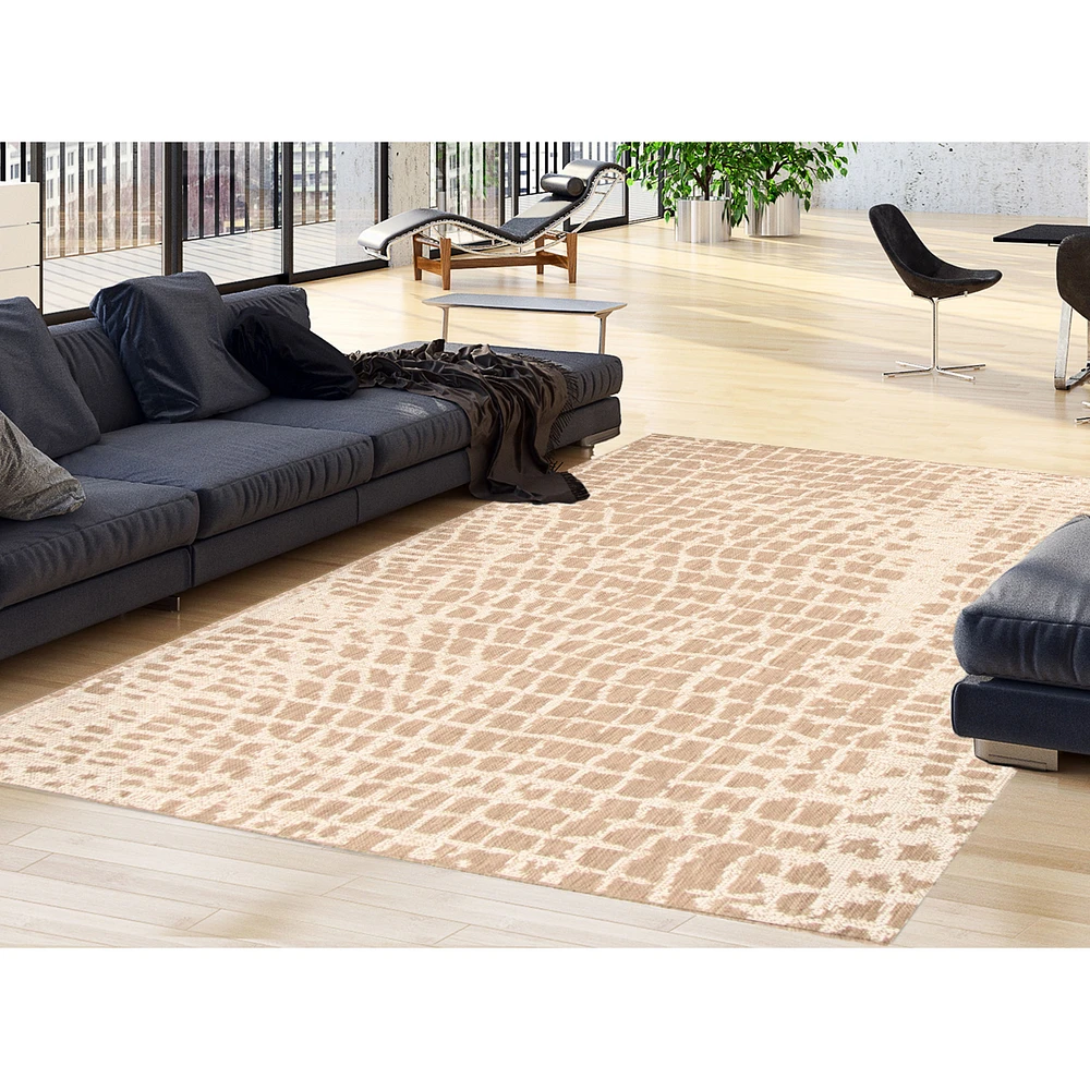 Rattan Look Safari Taupe-Champagne Rug