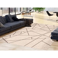 Rattan Look Abstract Silver-Black Rug