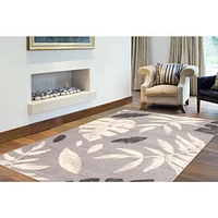 Tapis Feuilles Argent-Anthracite