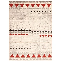 Modern Afghan Ivory/Red Rug