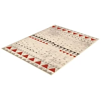Modern Afghan Ivory/Red Rug